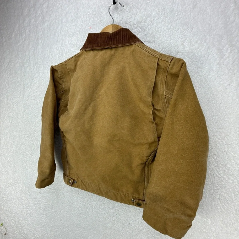 Carhartt‎ Detroit Jacket Quilt Lined Youth Medium Y20 BRN Brown Red Lining